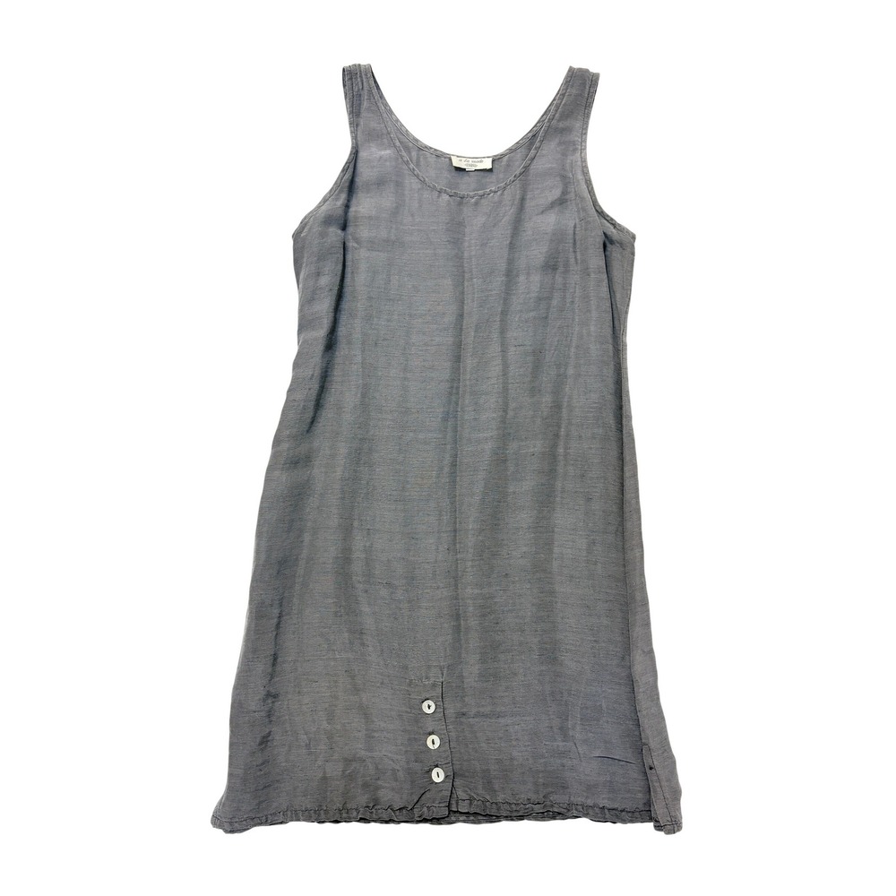A La Mode Gray Sleeveless Linen‎ Raw Silk Lagenlook Shift Dress Size 1 Small
